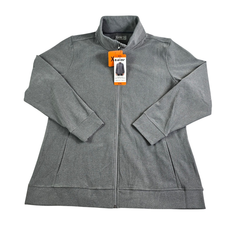 Hi-Tec Full Zip Tec Fleece Women XXL Gray Super Cozy Mock Neck Jacket Gorp Hike